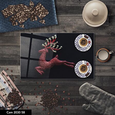 ANTİBAKTERİYEL CAM KESME TAHTASI | BASKILI KESİM TABLASI | 25x35 cm